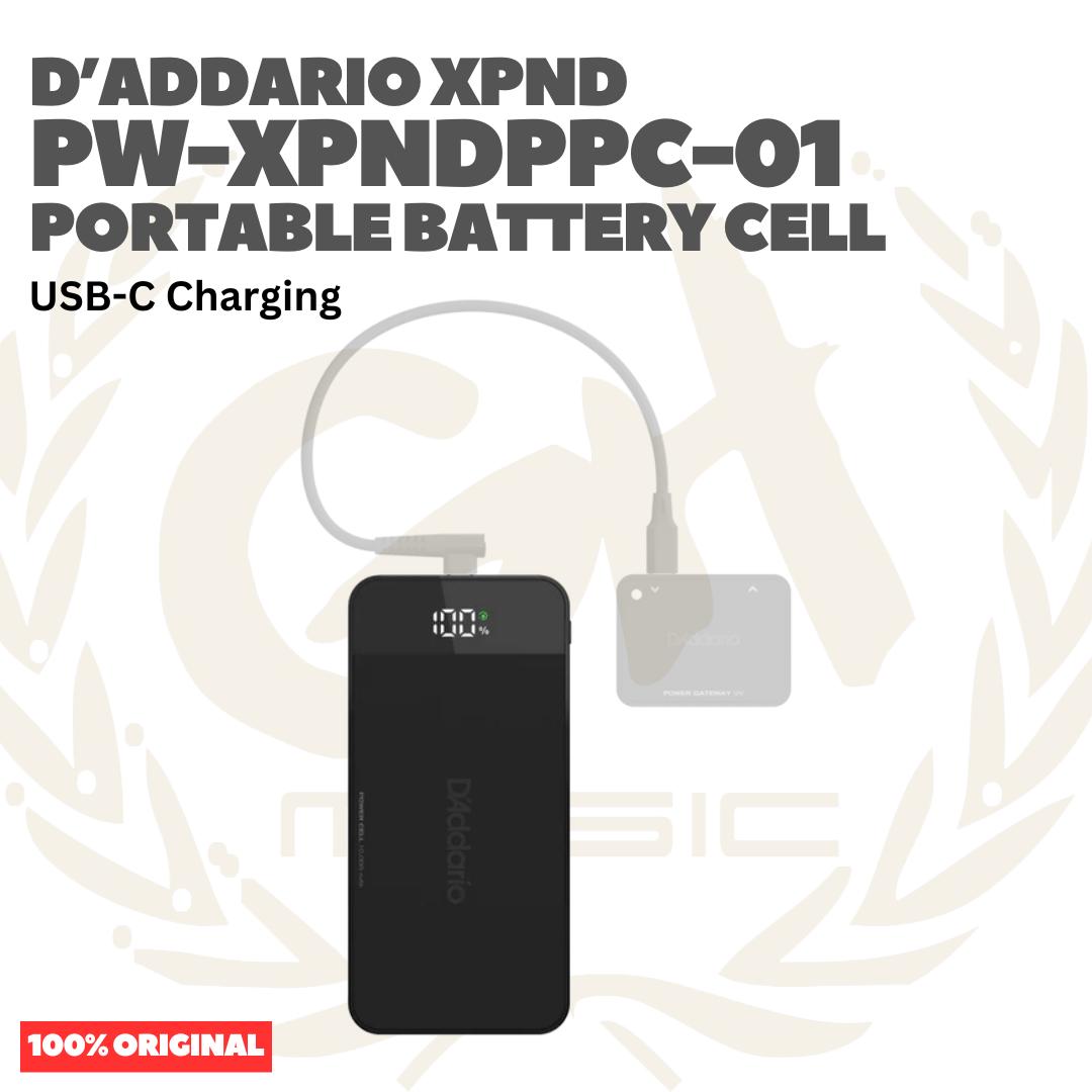 D'Addario PW-XPNDPPC-01 XPND Portable Battery Cell USB-C Charging - Power Battery 10,000mAh untuk Pedalboard Efek Gitar Bass