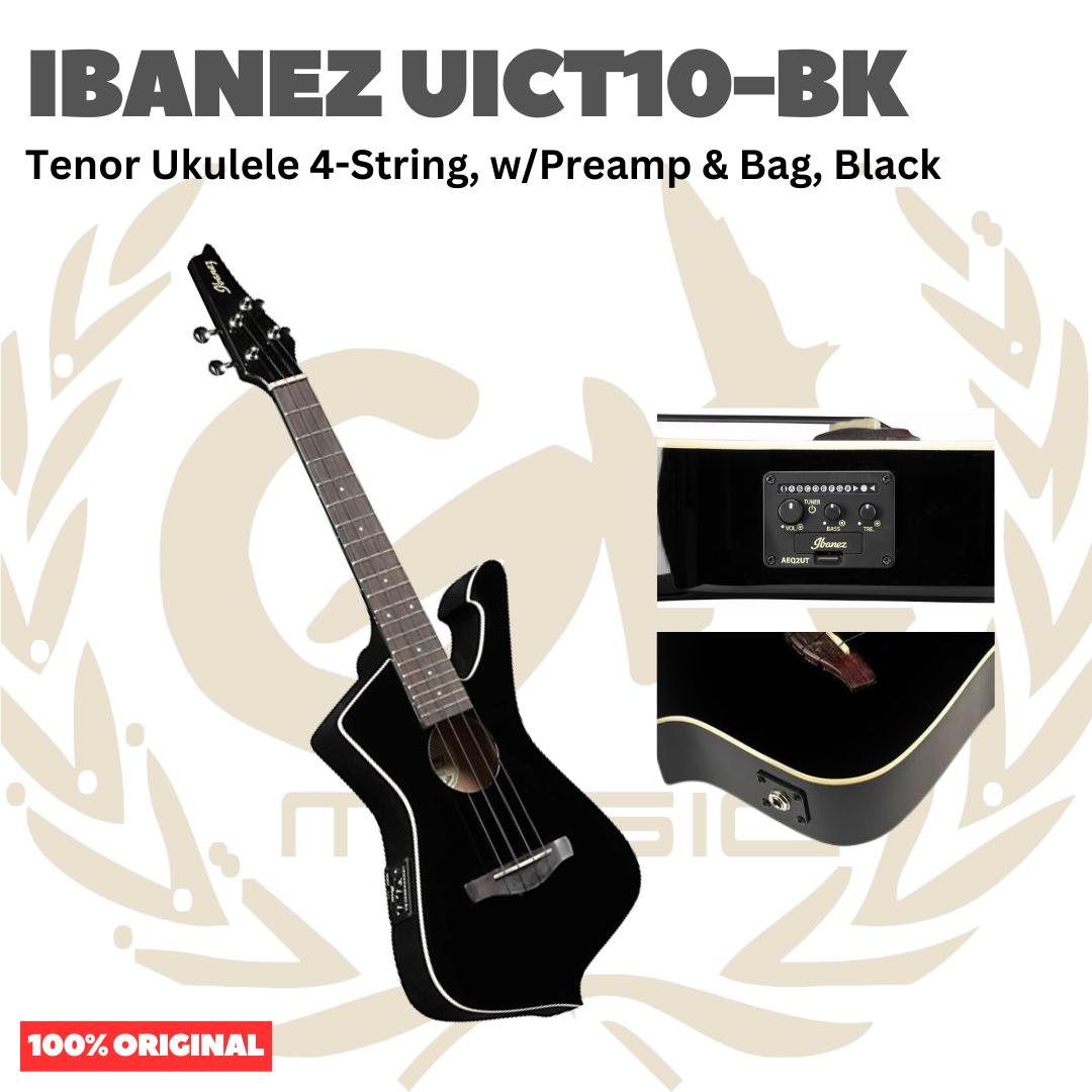 Ibanez UICT10 Tenor Ukulele 4-String w/Preamp & Bag - Ukulele Tenor 4-senar Original Asli
