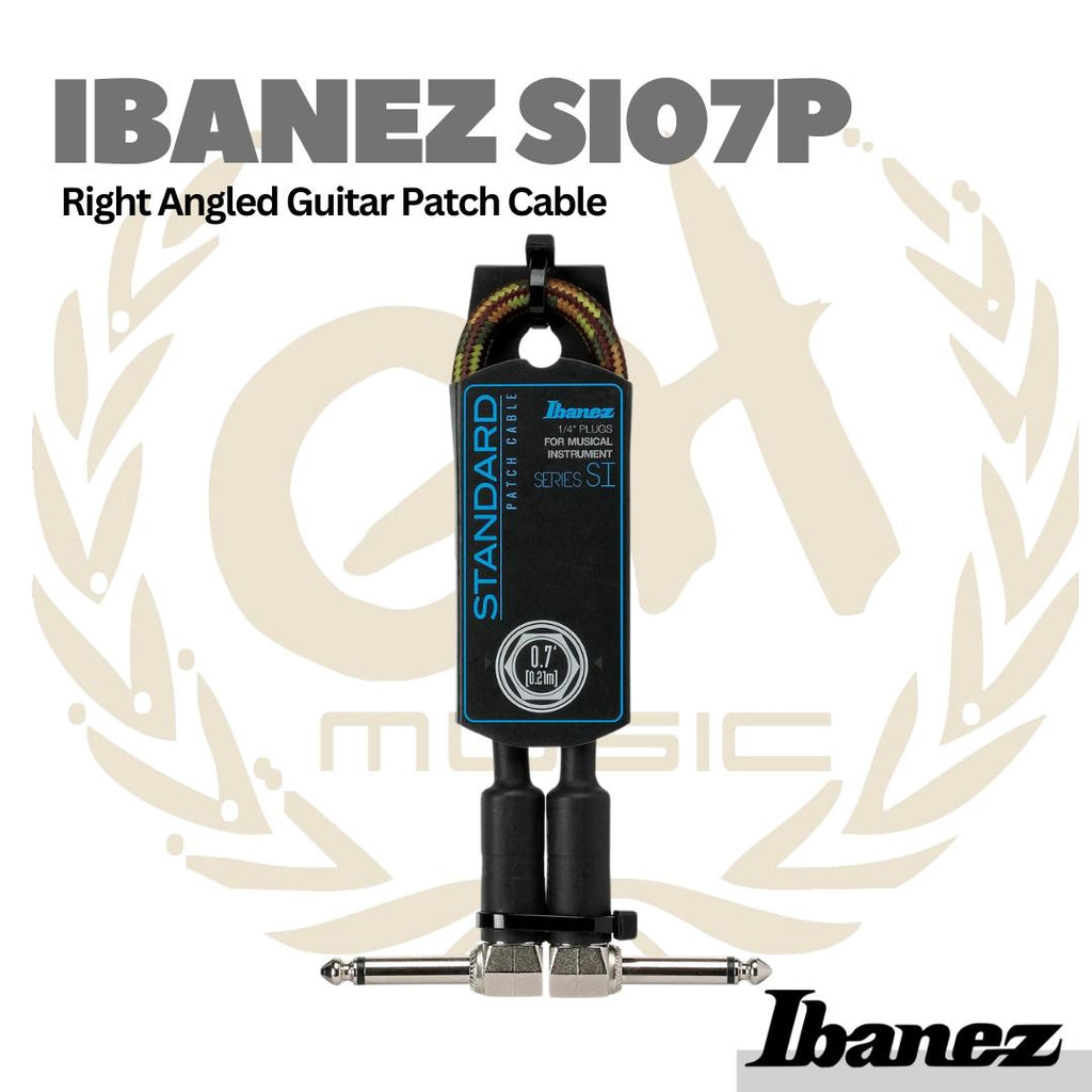 Ibanez SI07P 0.7ft/21cm Right Angled Guitar Patch Cable - Kabel Jumper Efek