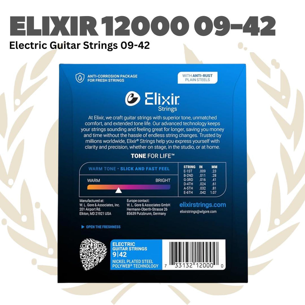 Elixir 12000 Polyweb Electric Guitar Strings, Super Light, 9-42