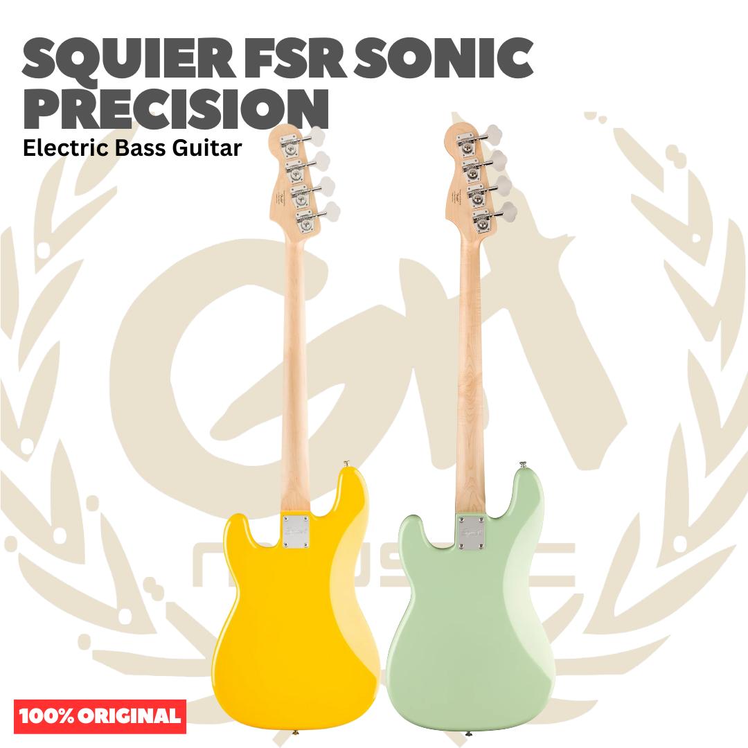 Squier FSR Sonic Precision Bass Guitar w/White Pickguard, Maple FB - Bass Listrik Elektrik Original Asli
