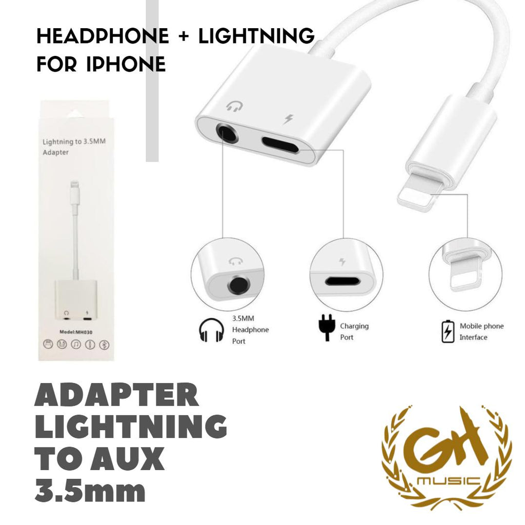 Adapter Lightning to AUX 3.5mm Headphone + Lightning for iPhone