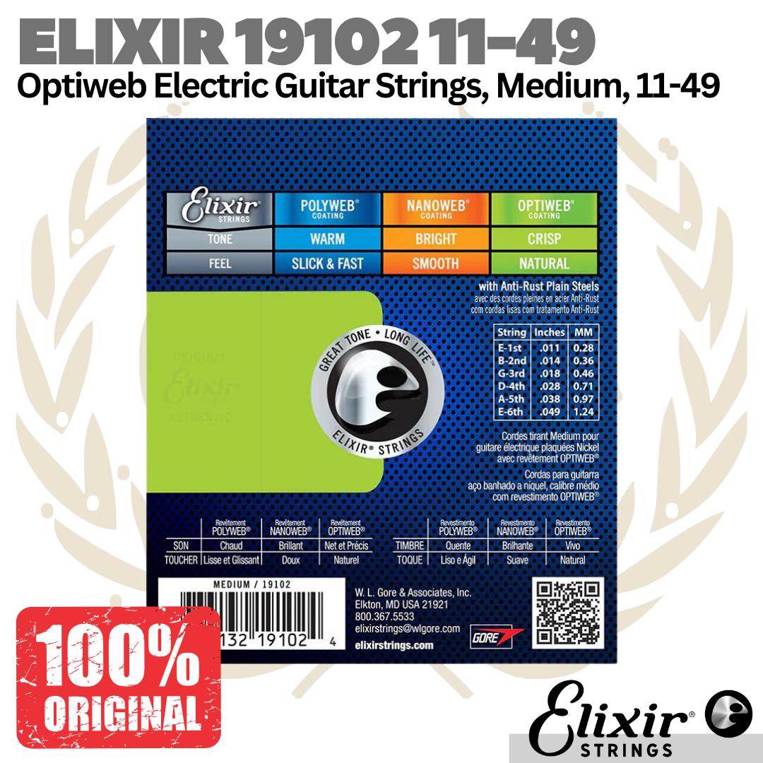 ELIXIR 19102 Optiweb Electric Guitar Strings, Medium 11-49 | Senar