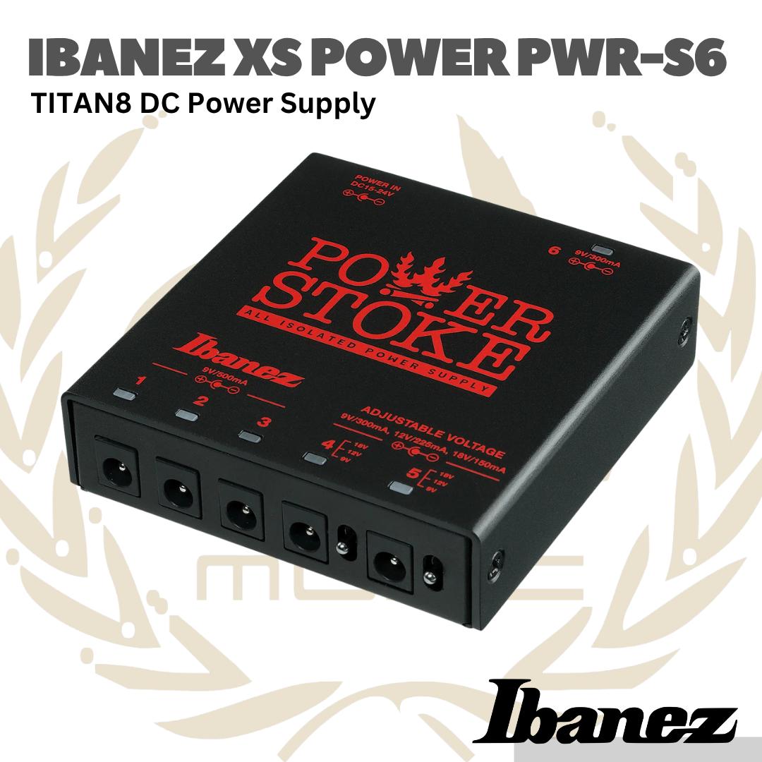 Ibanez XS Power PWR-S6 TITAN8 DC Power Supply - PWR S6 Adaptor Efek Gitar Pedal 9V/500mA PWRS6 TITAN-8