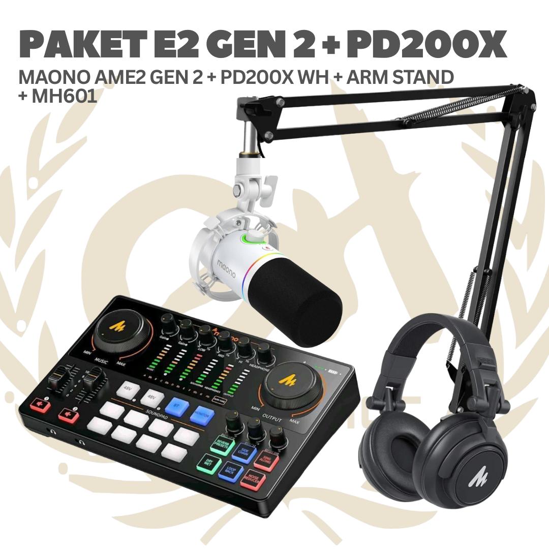 PAKET MAONO E2 GEN 2 - Maono Ame2 Gen II - 1 MIC - Podcast Streaming Recording