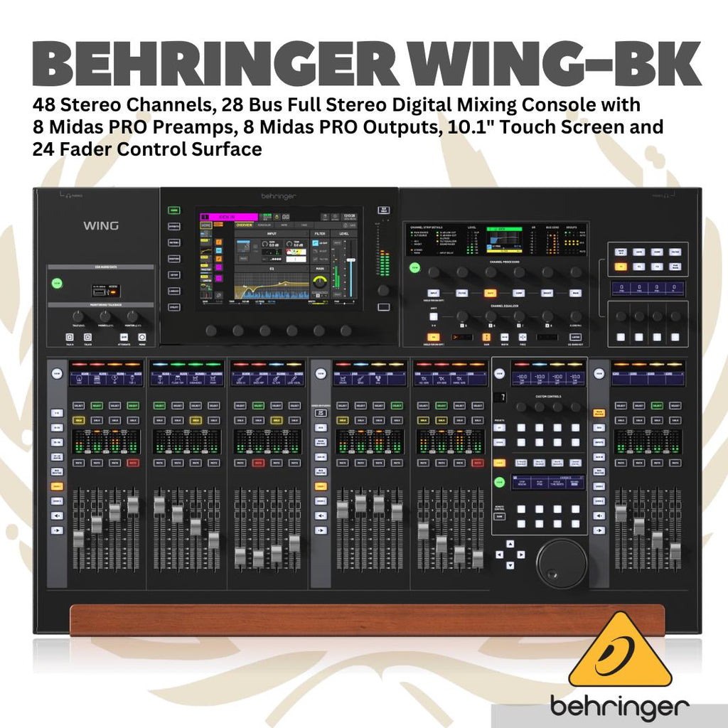 Behringer Wing-BK 48 Channel Full Stereo Digital Audio Mixer - 28 Bus Full Stereo Digital Mixing Console 24 Fader Control Surface Touch Screen