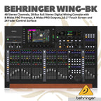 Behringer Wing-BK 48 Channel Full Stereo Digital Audio Mixer - 28 Bus Full Stereo Digital Mixing Console 24 Fader Control Surface Touch Screen