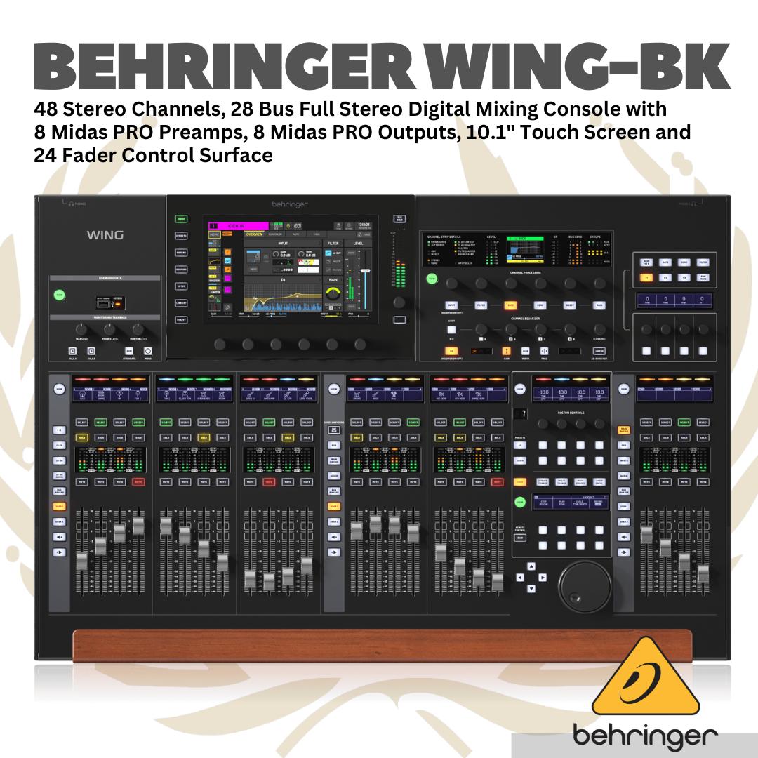 Behringer Wing-BK 48 Channel Full Stereo Digital Audio Mixer - 28 Bus Full Stereo Digital Mixing Console 24 Fader Control Surface Touch Screen