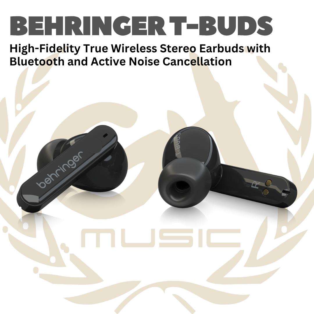 Behringer T-BUDS High-Fidelity True Wireless Stereo Earbuds with Bluetooth and Active Noise Cancellation - T BUDS Wireless Ear Buds Earphone Bluetooth TBUDS