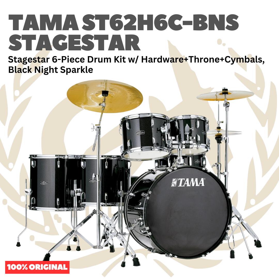 TAMA ST62H6C STAGESTAR 6-PIECE DRUM KIT W/ HARDWARE+THRONE+CYMBAL - Akustik Drum Set Lengkap