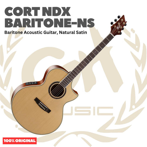 Cort NDX Baritone-NS Baritone Acoustic Guitar, Natural Satin - Gitar Akustik Baritone Low Standard Tuning Original Asli