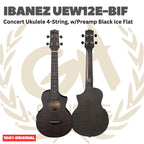 Ibanez UEW12E-BIF Concert Ukulele 4-String w/Preamp Black Ice Flat - Ukulele Concert 4-senar Original Asli