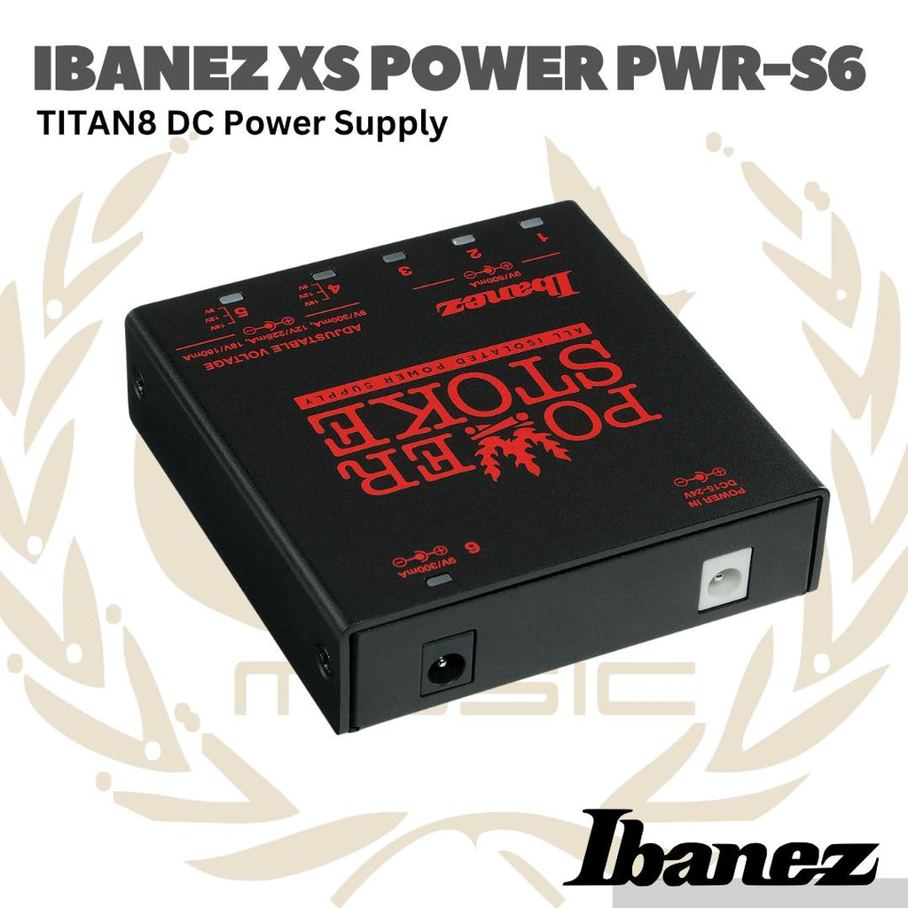 Ibanez XS Power PWR-S6 TITAN8 DC Power Supply - PWR S6 Adaptor Efek Gitar Pedal 9V/500mA PWRS6 TITAN-8