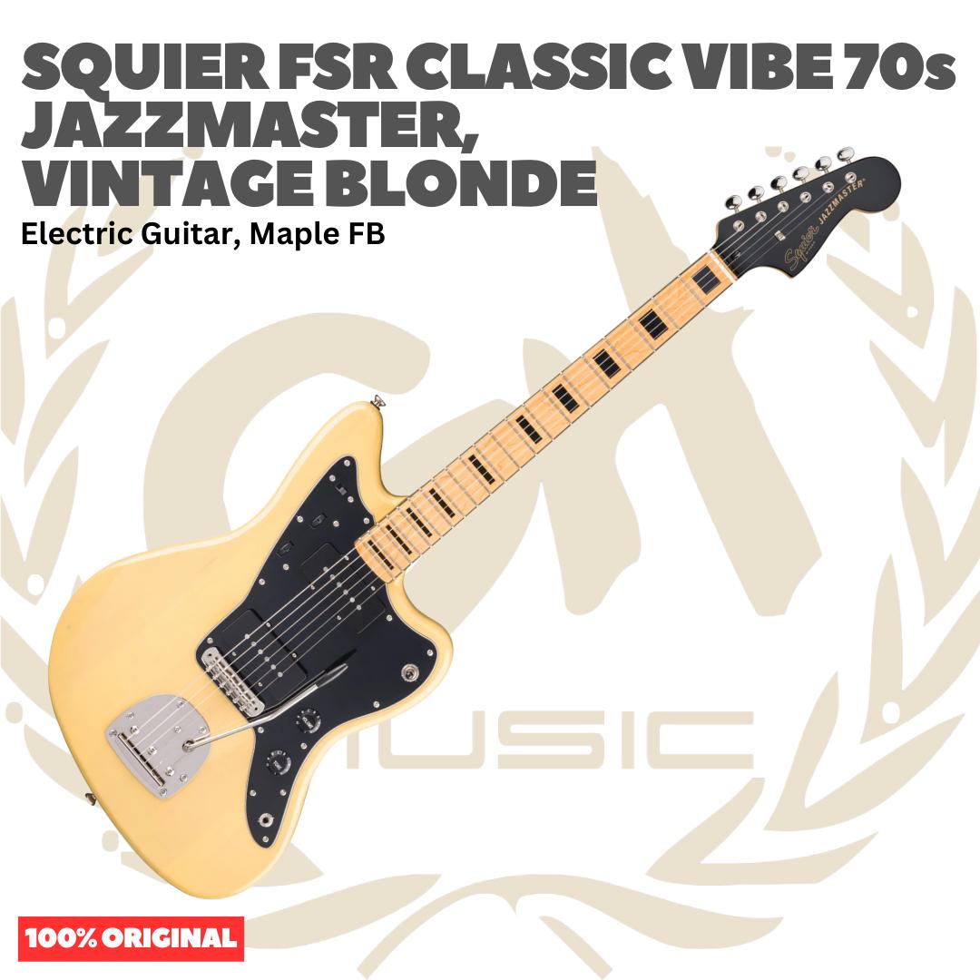 Squier FSR Classic Vibe 70s Jazzmaster Electric Guitar, Maple FB, Vintage Blonde - Gitar Listrik Elektrik Original Asli