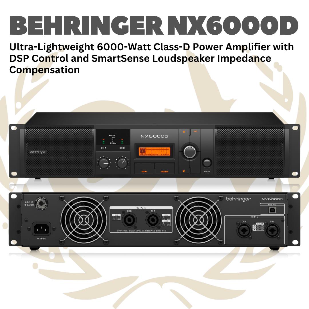 Behringer NX6000D Ultra-Lightweight 6000-Watt Class-D Power Amplifier with DSP Control and SmartSense Loudspeaker Impedance Compensation - NX 6000D | NX-6000-D