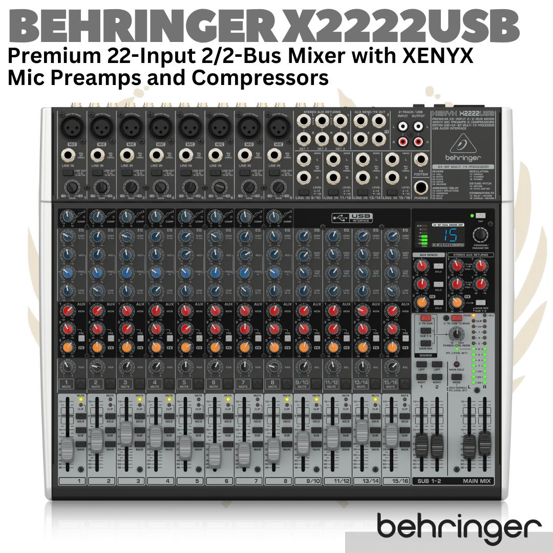 BEHRINGER X2222USB 22 Input 2/2 Bus Audio Mixer | USB Interface X2222