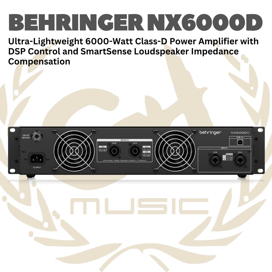 Behringer NX6000D Ultra-Lightweight 6000-Watt Class-D Power Amplifier with DSP Control and SmartSense Loudspeaker Impedance Compensation - NX 6000D | NX-6000-D