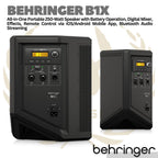 Behringer B1X 250watt Portable Speaker with Built in Battery, Digital Mixer, Effects, Remote Control via iOS/Android Mobile App, Bluetooth Audio Streaming and Wireless Microphone Option | Spiker Karaoke Meeting outdoor