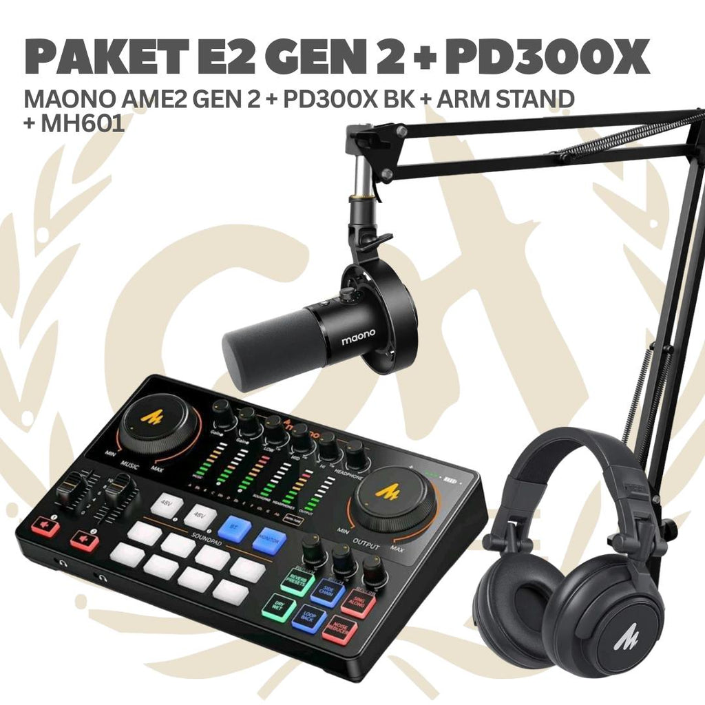 PAKET MAONO E2 GEN 2 - AME2 Gen II - 1  MIC PLUS MH601 - Podcast, Streaming, Recording