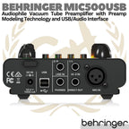BEHRINGER TUBE ULTRAGAIN MIC500USB Preamp Audio interface | Soundcard