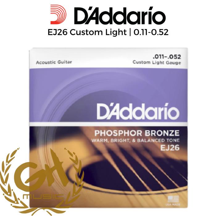 SENAR GITAR AKUSTIK D'Addario EJ26 Custom Light Gauge 0.11-0.52 String