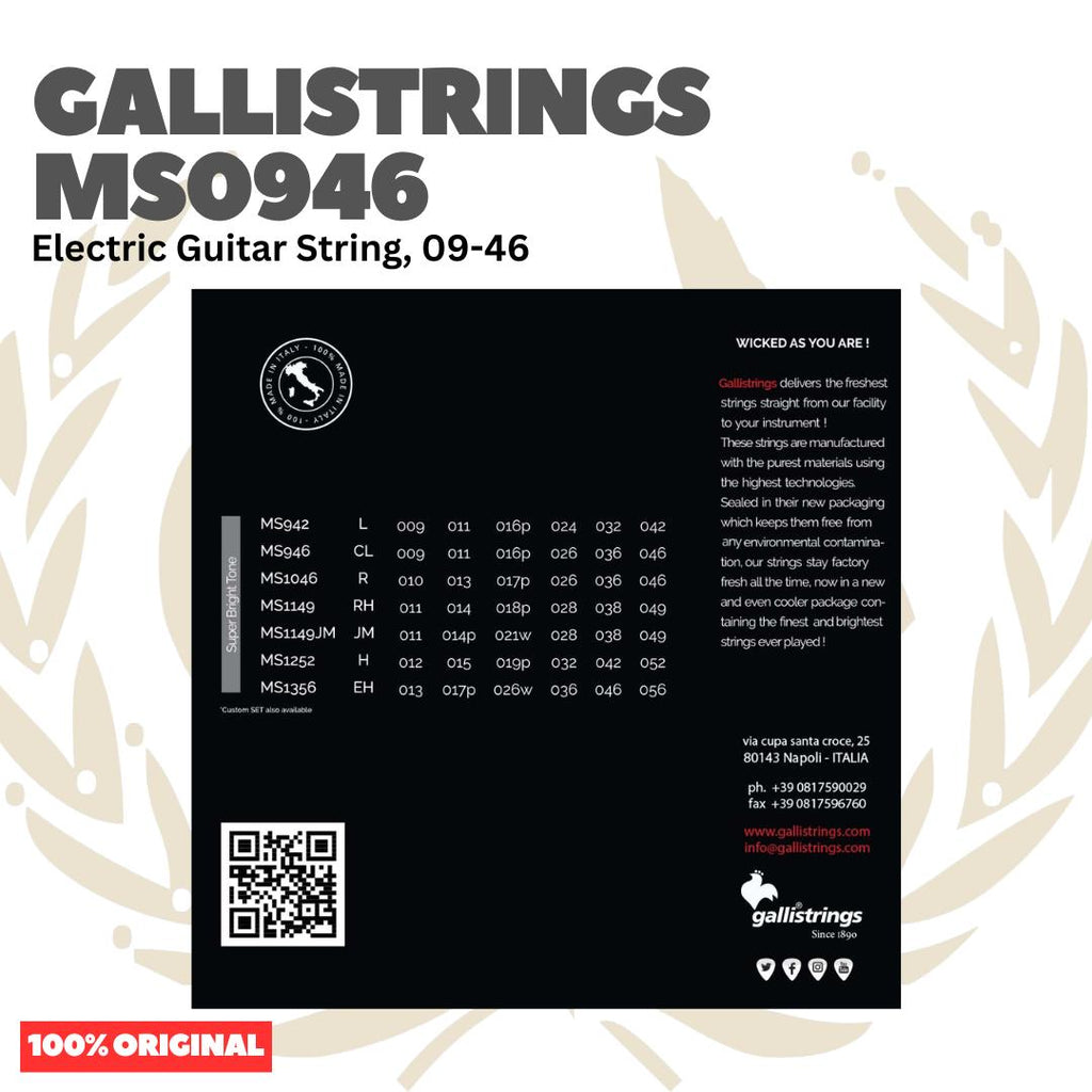 GALLISTRINGS MS0946 Electric Guitar Strings 09-46 - Senar Gitar Listrik Elektrik Galli Strings MS946 Original Asli