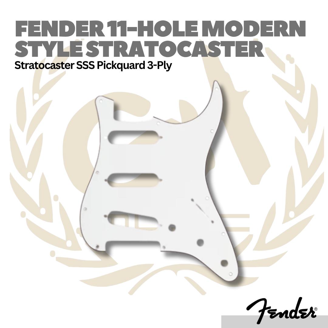 Fender 11-Hole Modern Style Stratocaster Pickguard, SSS, 3-Ply, Parchment