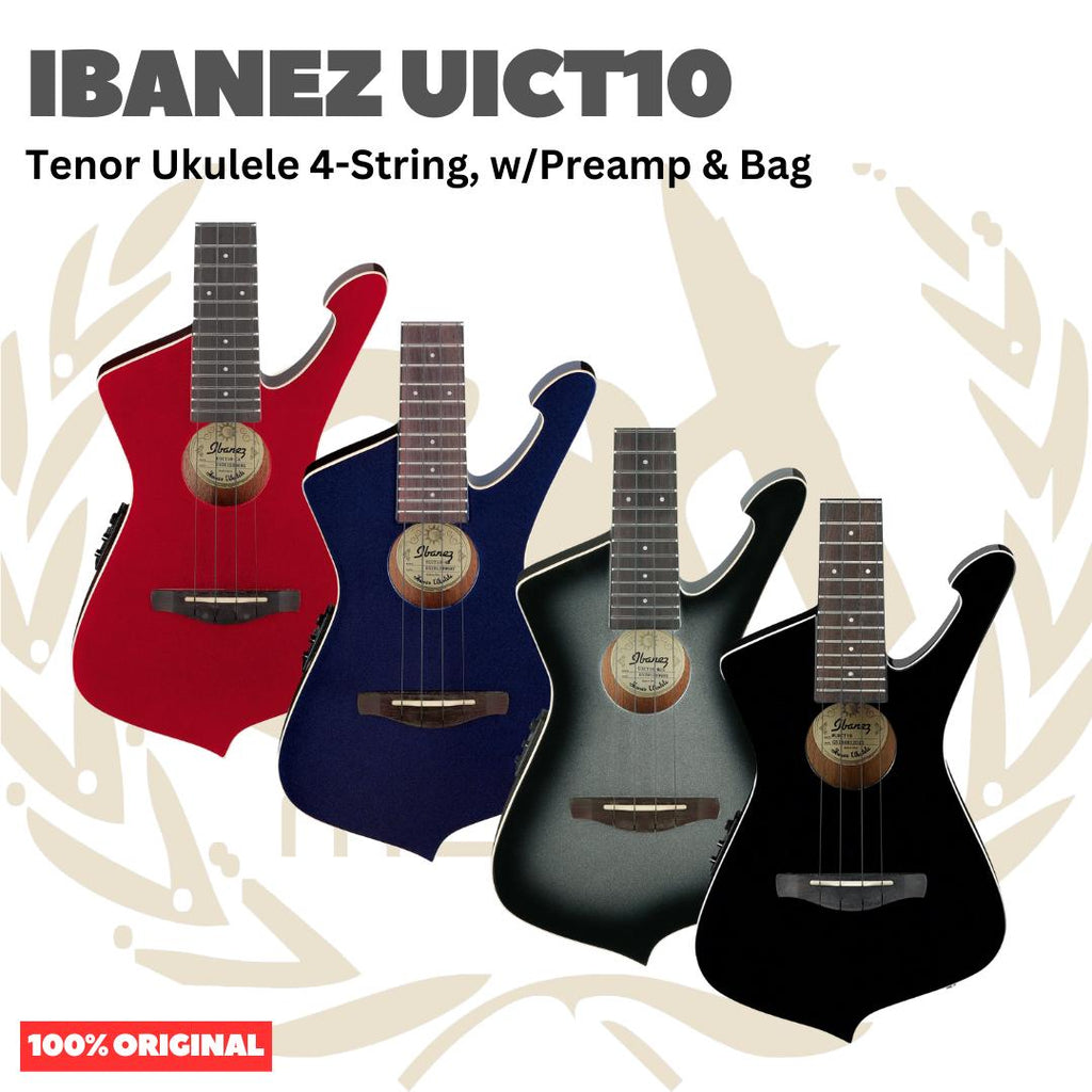 Ibanez UICT10 Tenor Ukulele 4-String w/Preamp & Bag - Ukulele Tenor 4-senar Original Asli