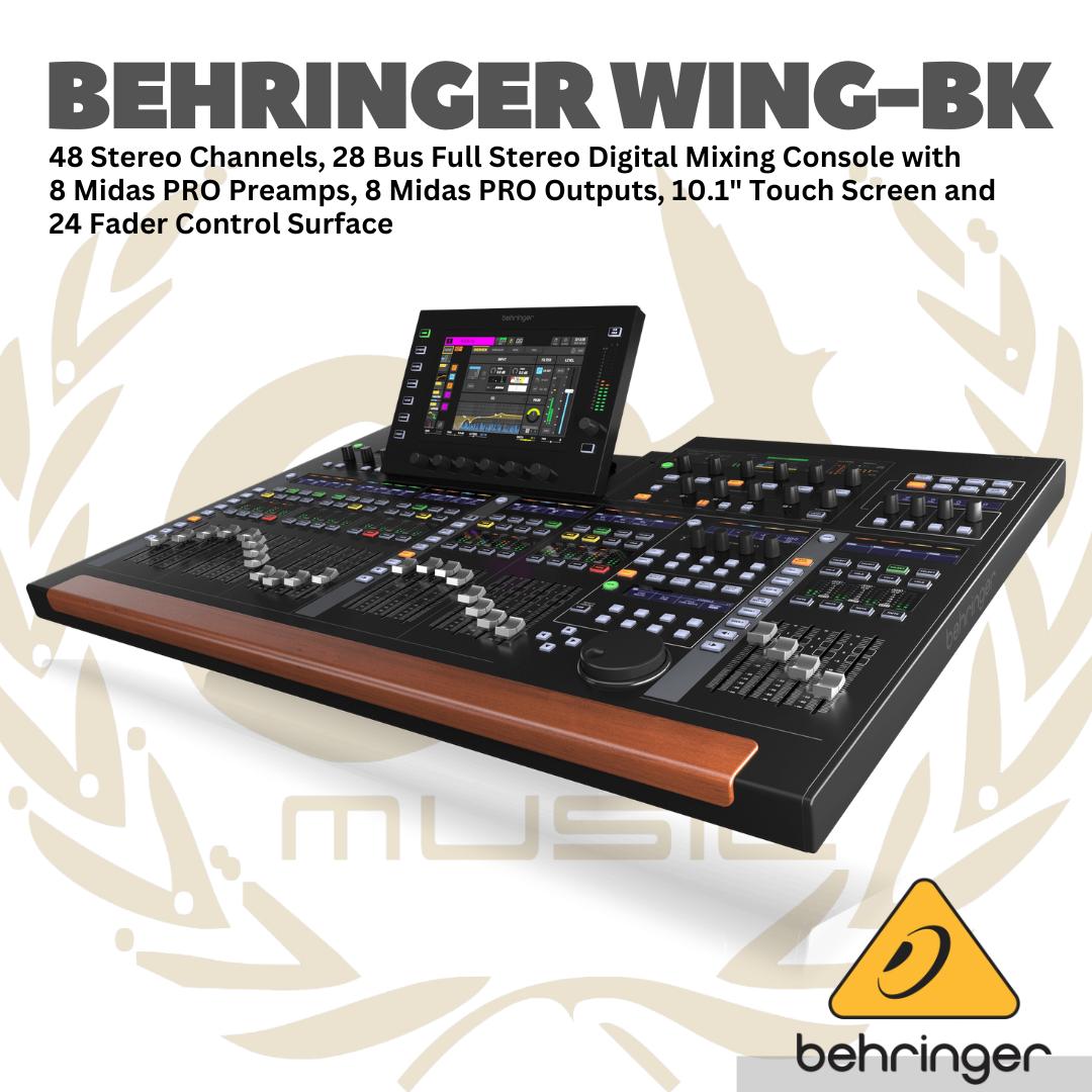 Behringer Wing-BK 48 Channel Full Stereo Digital Audio Mixer - 28 Bus Full Stereo Digital Mixing Console 24 Fader Control Surface Touch Screen