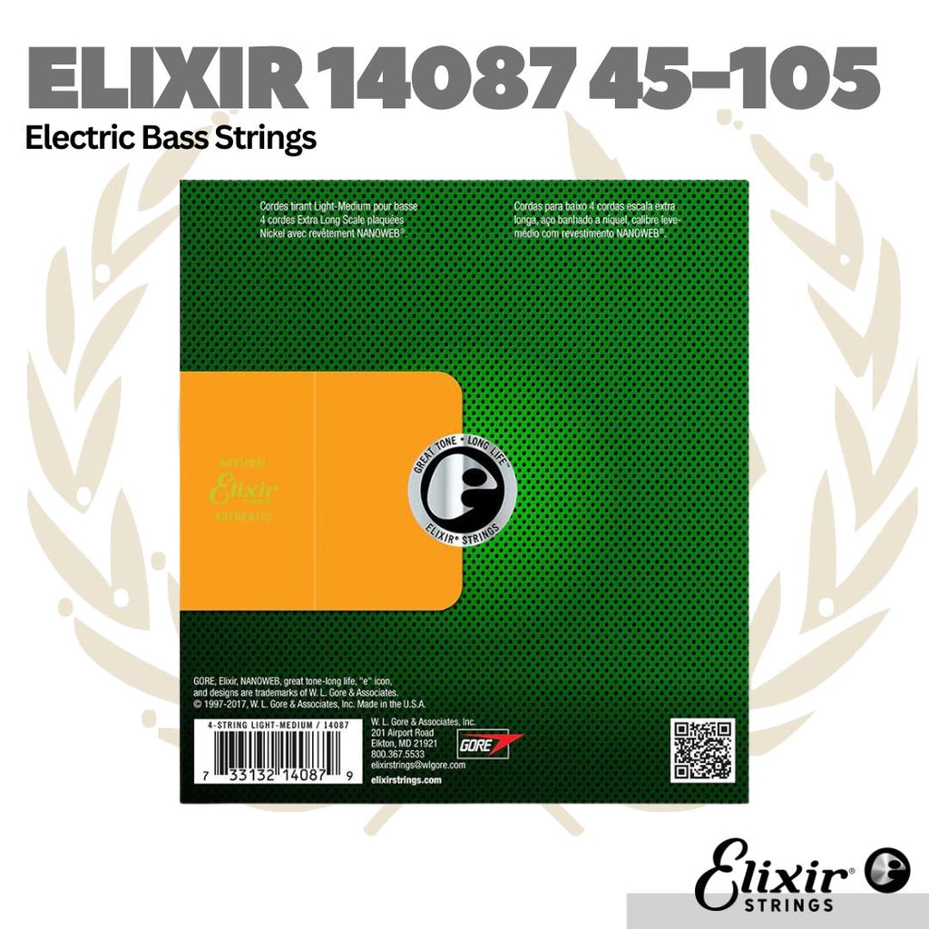 Elixir 14087 Nanoweb Extra Long Scale Electric Bass Strings 045-105 - Senar Bass Elektrik