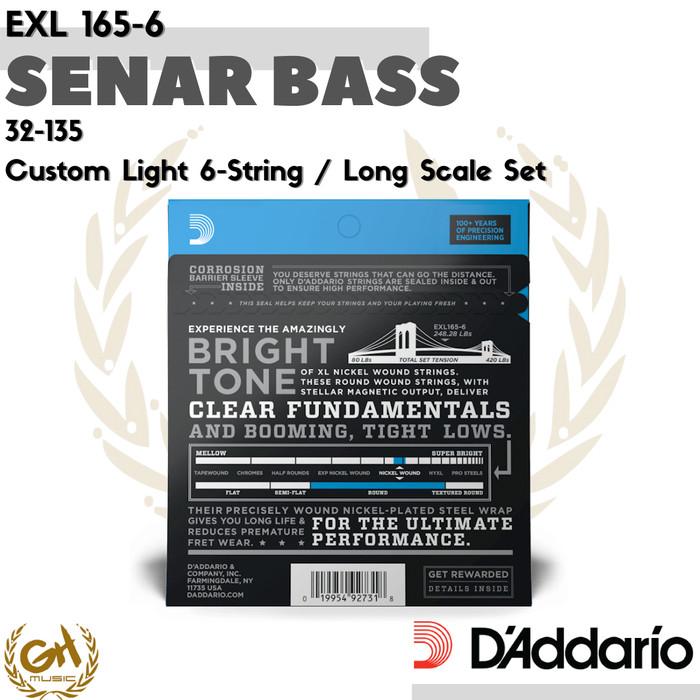 D'ADDARIO NICKEL WOUND XL, EXL 165-6, 32-135, 6 SENAR BASS CUSTOM