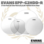 Evans G2 Clear Rock Pack (10", 12", 16") with 14" HD Dry Snare Batter  EPP-G2HDD-R