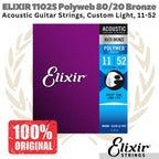 ELIXIR 11025 Polyweb 80/20 Bronze Acoustic Guitar Strings 11-52 Senar
