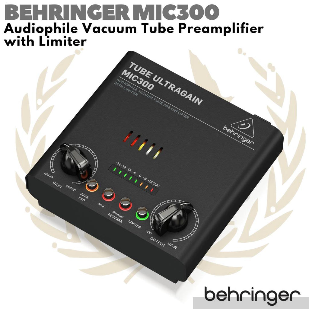 BEHRINGER TUBE ULTRAGAIN MIC300 Vacuum Tube Preamplifier with Limiter