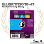 Elixir 11150 10-47 Polyweb Light 80/20 Bronze 12-String Acoustic Guitar Strings