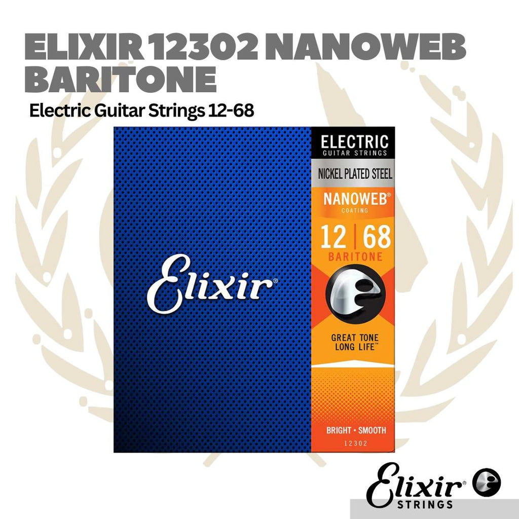 Elixir 12302 12-68 Nanoweb Baritone Electric Guitar Strings