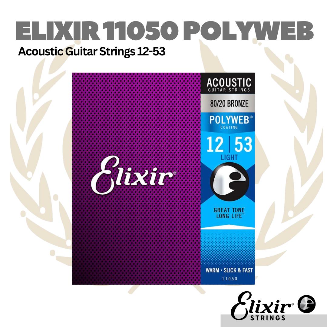 Elixir 11050 12-53 Polyweb 80/20 Bronze Acoustic Guitar Strings
