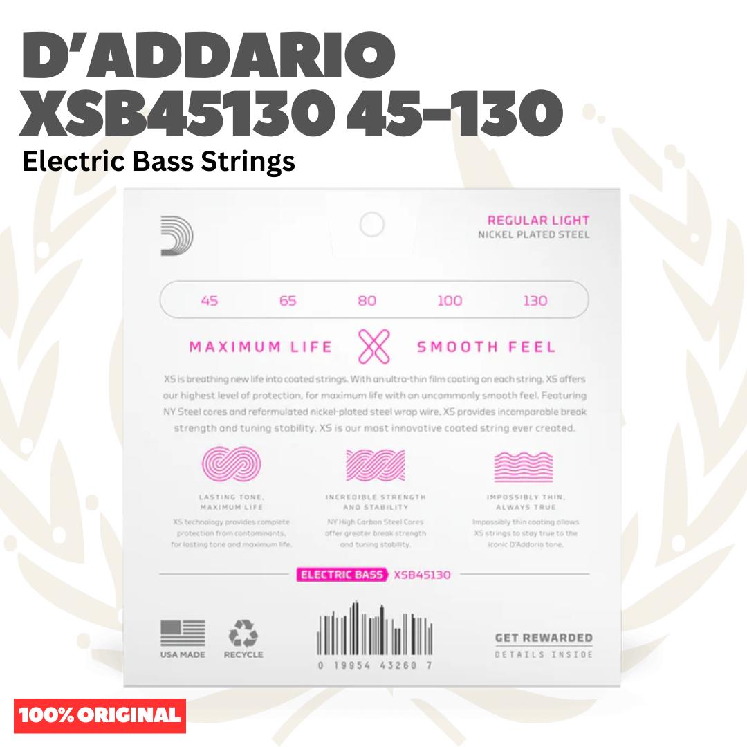 D'Addario XSB45130 45-130 Nickel Plated Steel Long Scale Electric Bass 5-Strings - Senar Bass Listrik Elektrik 5-Senar Coated XSB-45130