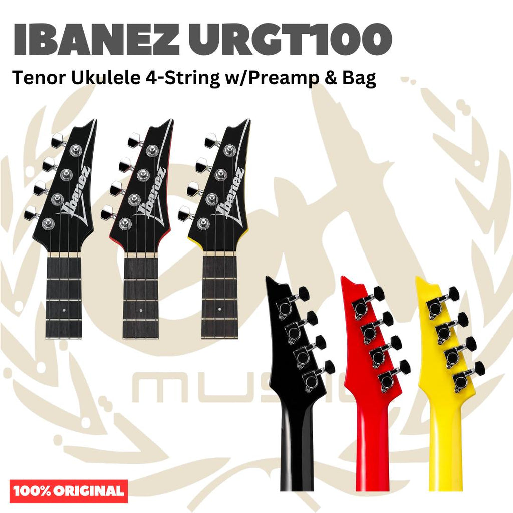 Ibanez URGT100 Tenor Ukulele 4-String w/Preamp & Bag - Ukulele Tenor 4-senar Original Asli
