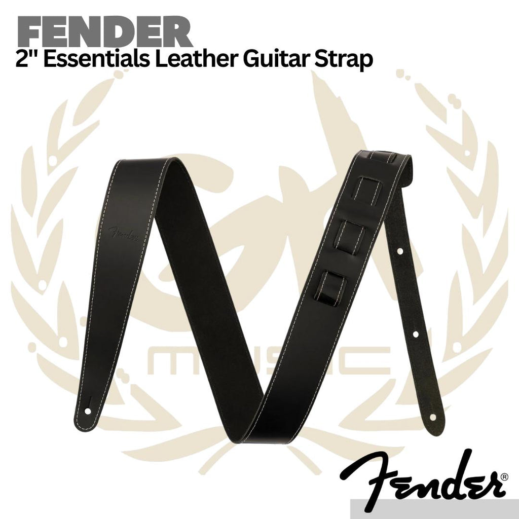 Fender 2inch Essentials Leather Guitar Strap - Strep Kulit Gitar Bass