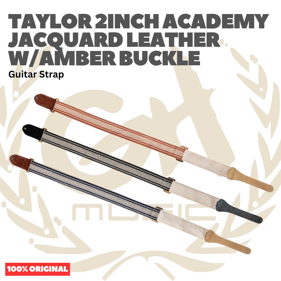 Taylor 2Inch Academy Jacquard Leather Guitar Strap w/Amber Buckle - Strap Gitar