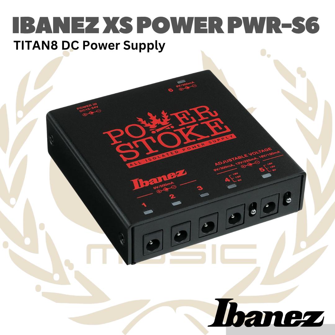 Ibanez XS Power PWR-S6 TITAN8 DC Power Supply - PWR S6 Adaptor Efek Gitar Pedal 9V/500mA PWRS6 TITAN-8