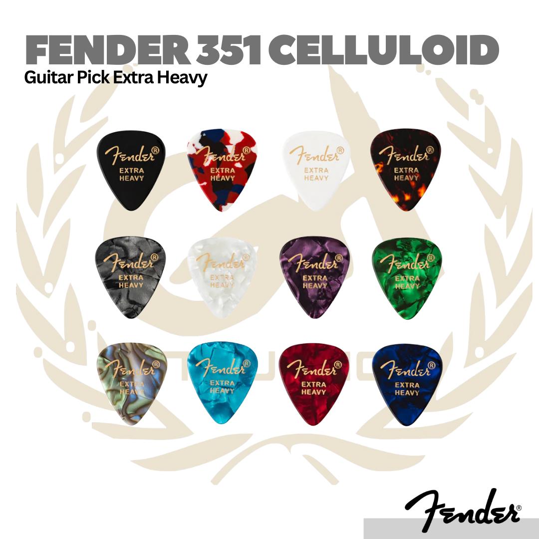 Fender 351 Celluloid Medley Guitar Pick, 12-Pack, Extra Heavy - Pick Gitar Bass