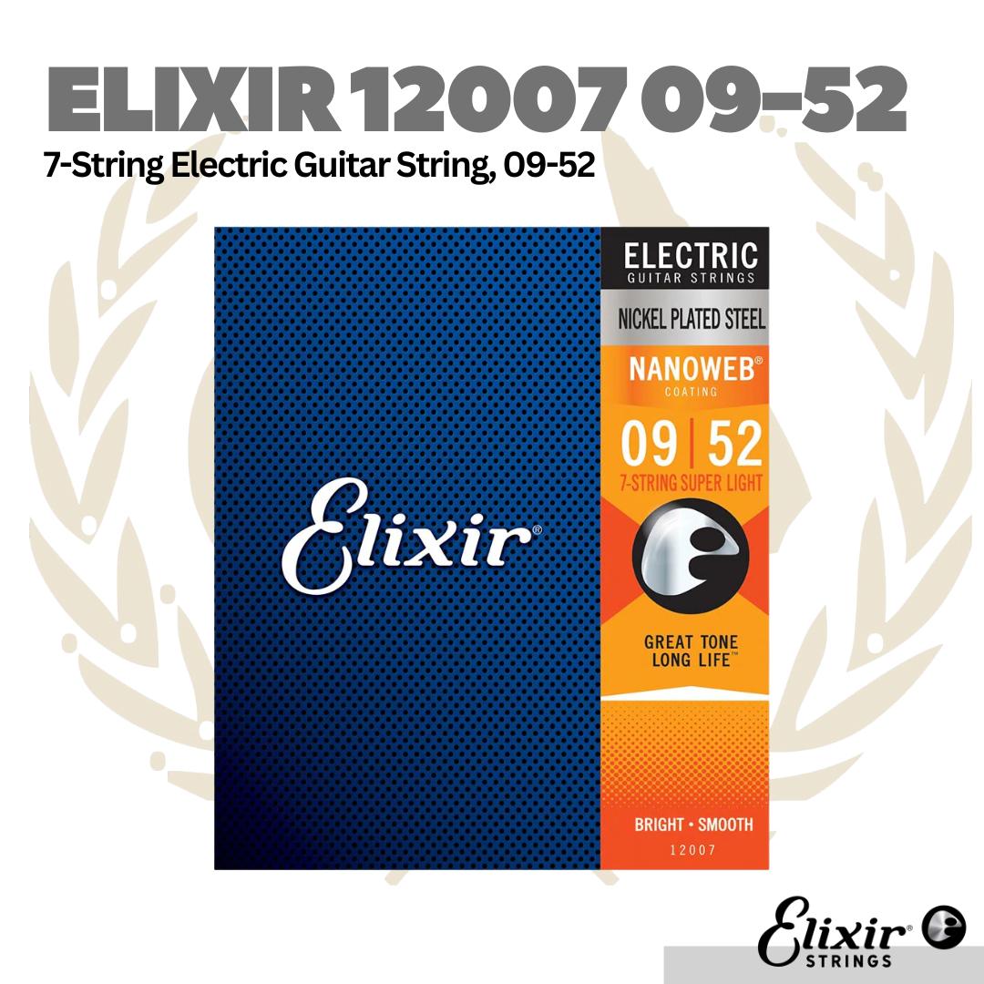 Elixir 12007 Nanoweb Super Light 7-String Electric Guitar Strings 9-52