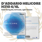 D'Addario Helicore H310 4/4 Violin String Set, 4/4 Scale, Light & Medium Tension - Senar Violin Set Original