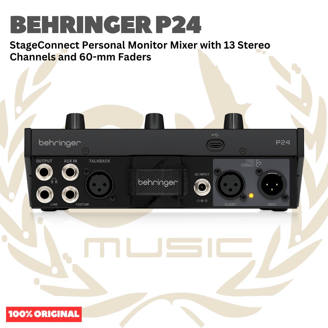 Behringer P24 StageConnect Personal Monitor Mixer with 13 Stereo Channels and 60-mm Faders - Mixer Monitor P 24
