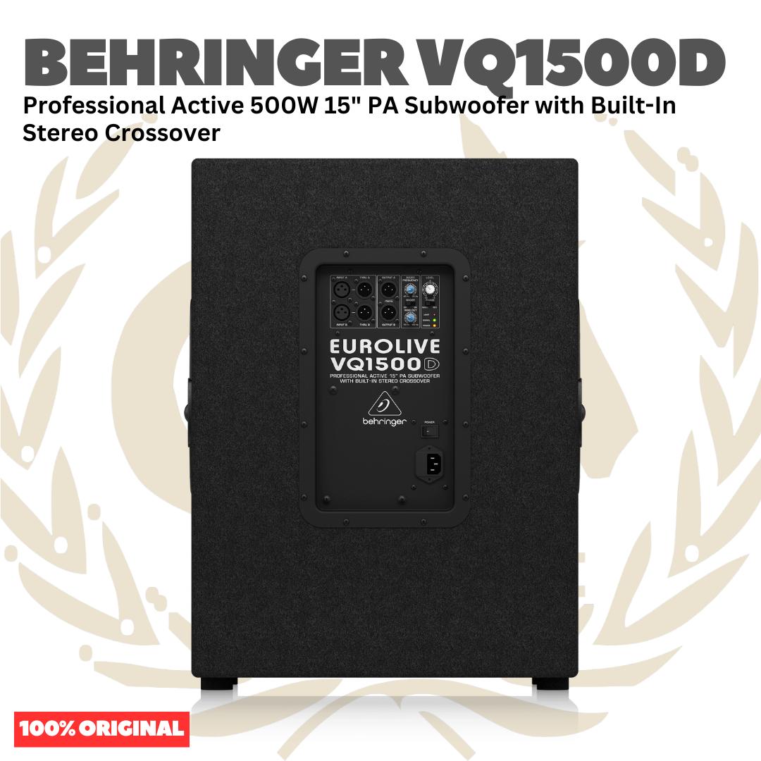 BEHRINGER VQ1500D Professional Active 500W 15" PA Subwoofer with Built-In Stereo Crossover - Speaker Aktif 500 Watt 15inch Original Asli