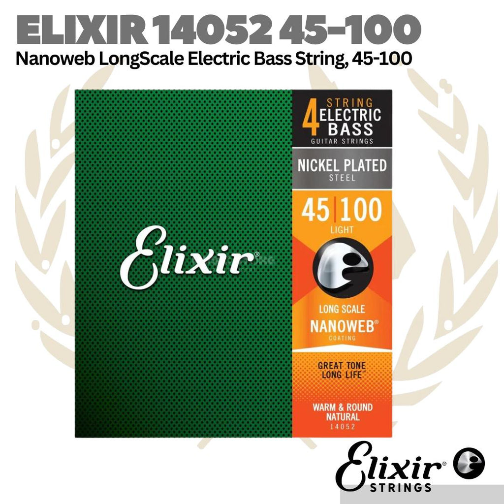 Elixir 14052 Nanoweb Light Long Scale Electric Bass Strings 45-100
