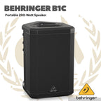 Behringer B1C All-in-One Portable 200-Watt Speaker with Battery Operation, Bluetooth Audio Streaming and Reverb