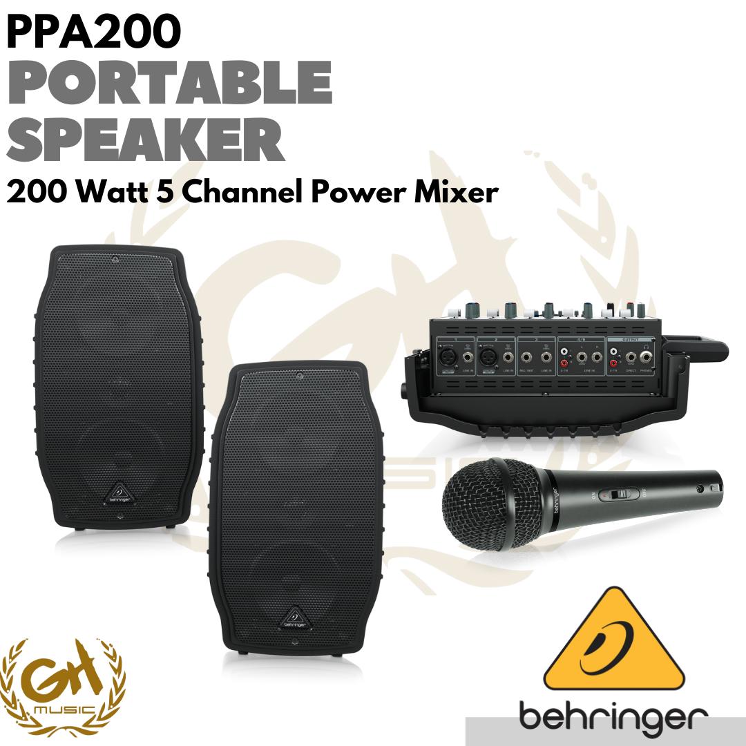 BEHRINGER PPA200 Portable Speaker 5 Chanel Power Mixer meeting karaoke